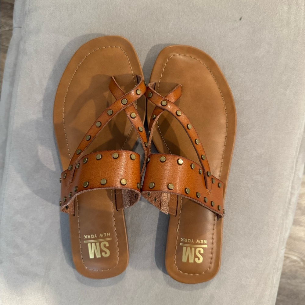 SM New York Tan Studded Sandals